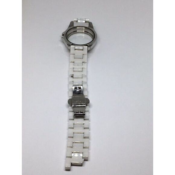 Michael Kors Ceramic Watch Bracelet Case Links Parts Band 18mm White A628 - Picture 5 of 9